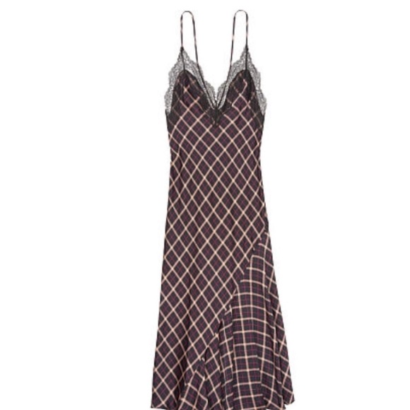 Victoria Secret Plaid Asymmetrical Satin Slip 
 -NWOT - Picture 6 of 8